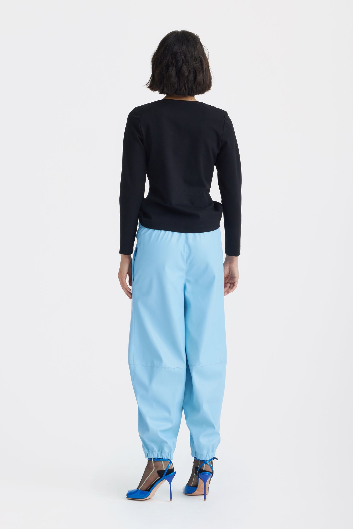 JULIA ALLERT Boat Neck Blouse with Floral Drape - Black