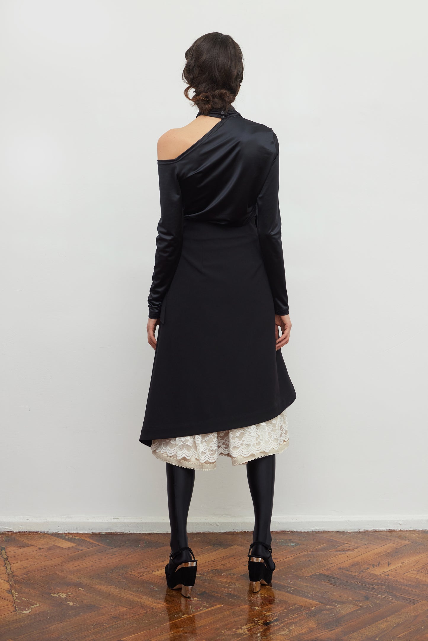 JULIA ALLERT Layered Skirt With White Lace - Black