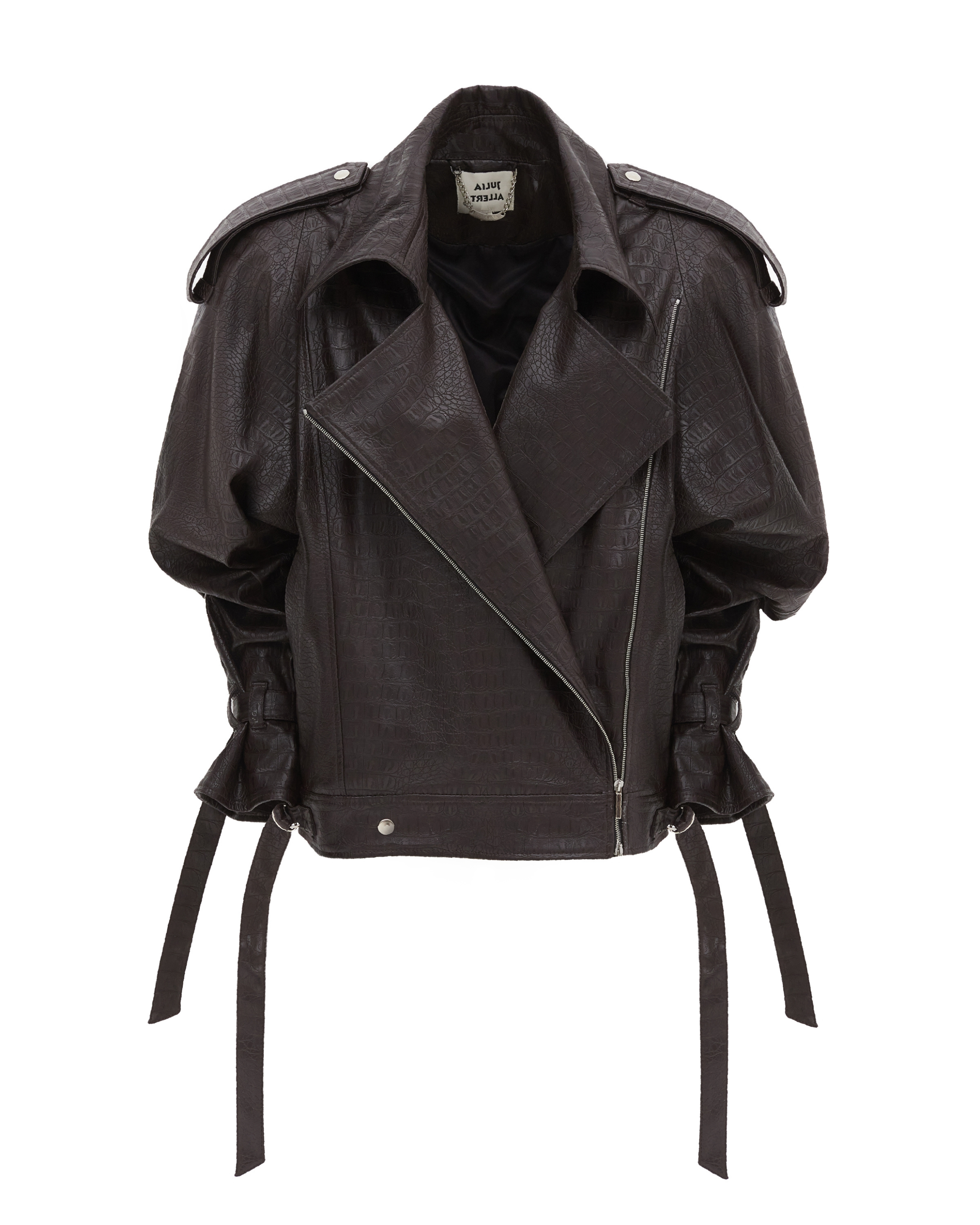 【えいぼー】leather jacket JULIA ALLERT Croc-Effect Vegan Leather Oversized Jacket – Black