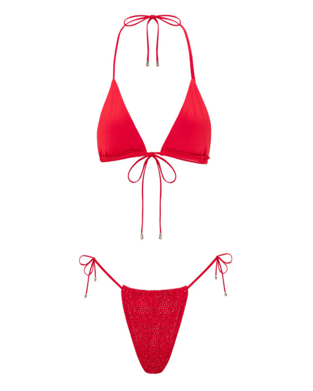 Red bikini set on a white background