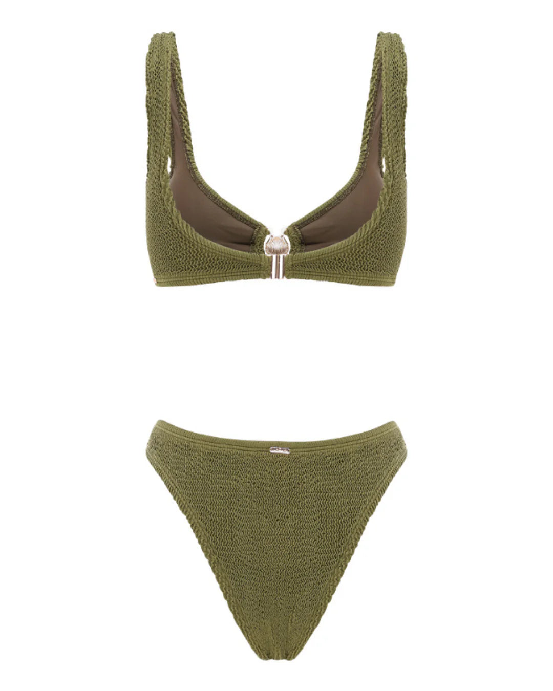 Green bikini set on a white background