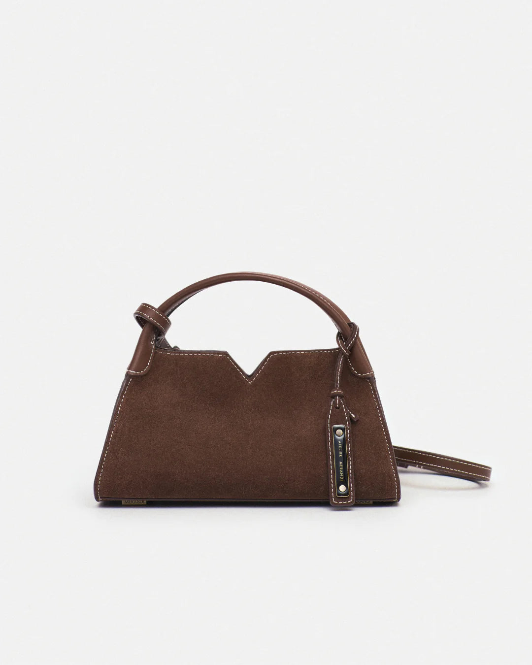 MERANDI Miki Bag - Walnut - Italian Suede Origami-Inspired Clutch