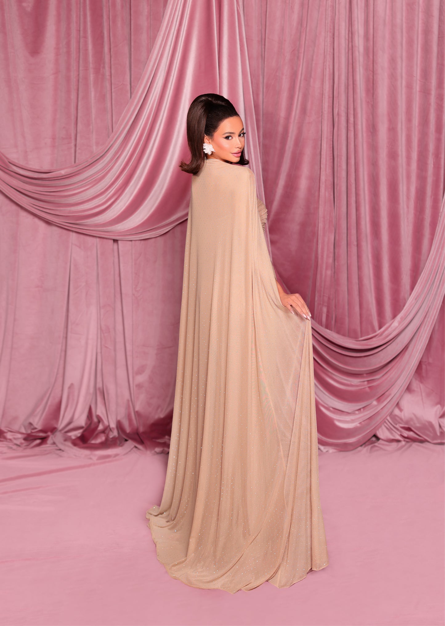 NICOLETTA Fatima Gown and Cape set - Nude