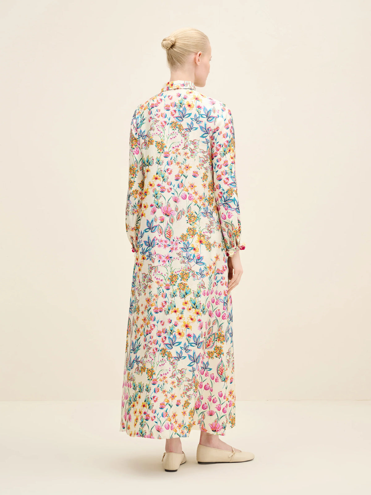 NÉAN Floral Silk Maxi Dress - Multi Color