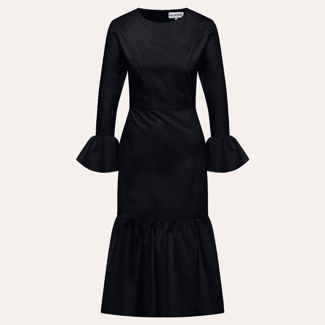 EHE Apparel Audrey ruffled Dress - Black - Bonvion
