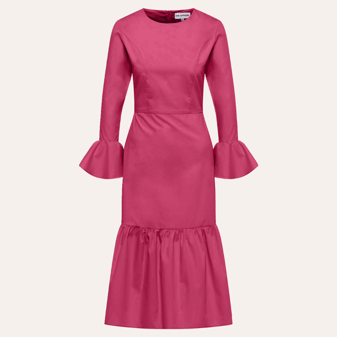 EHE Apparel Audrey ruffled Dress - Fuchsia - Bonvion