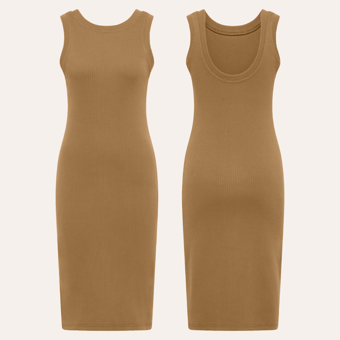 EHE Apparel Mia rib knit Dress - Caramel - Bonvion