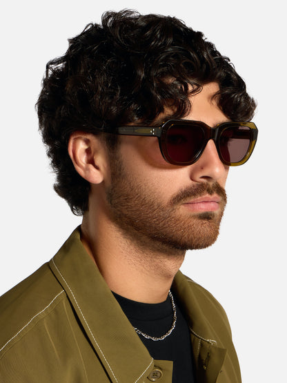 ALAN HAMMOND Ace Sunglasses - Olive Green / Brown