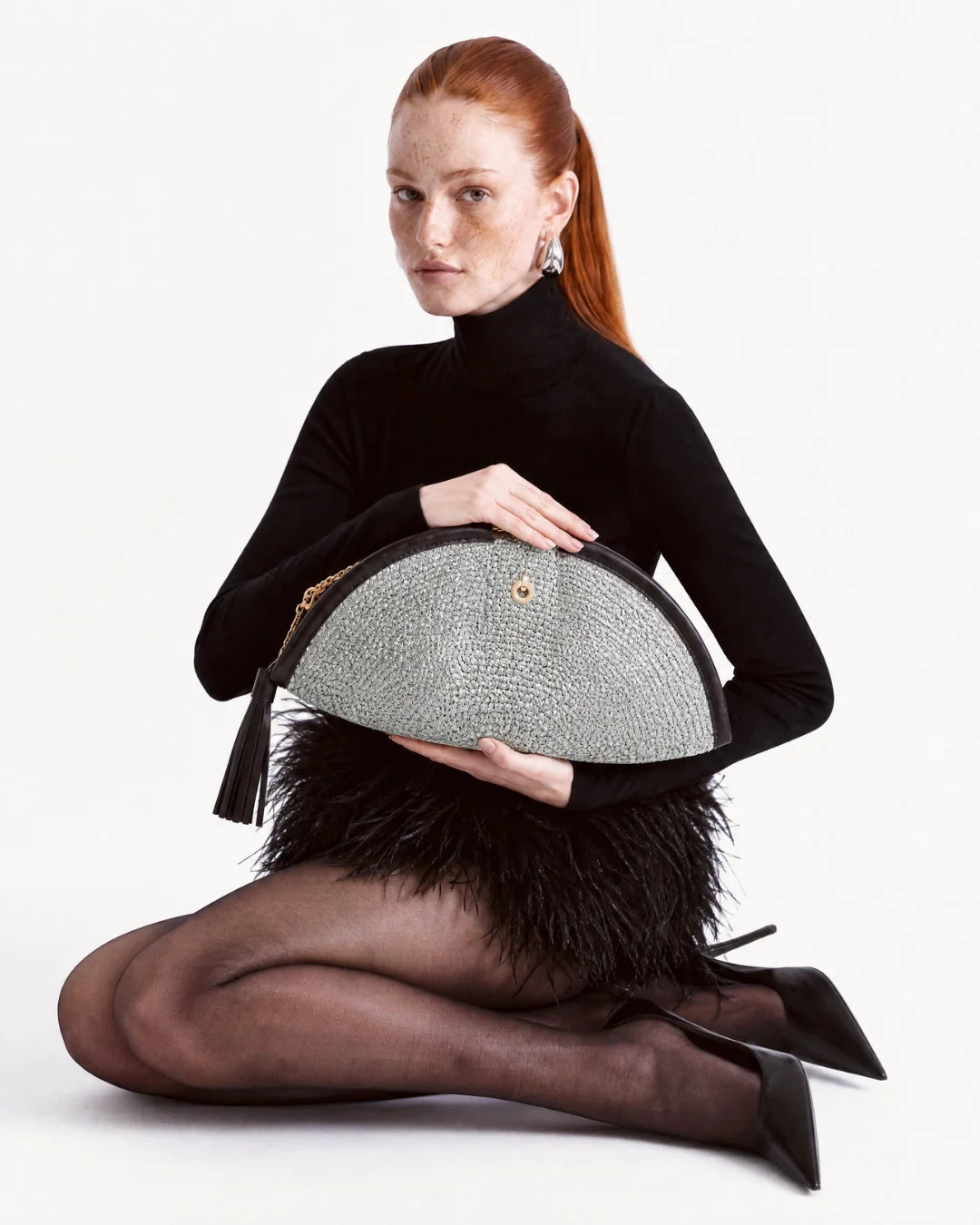 ALLBYB Adelie Perla clutch - Grey Melange