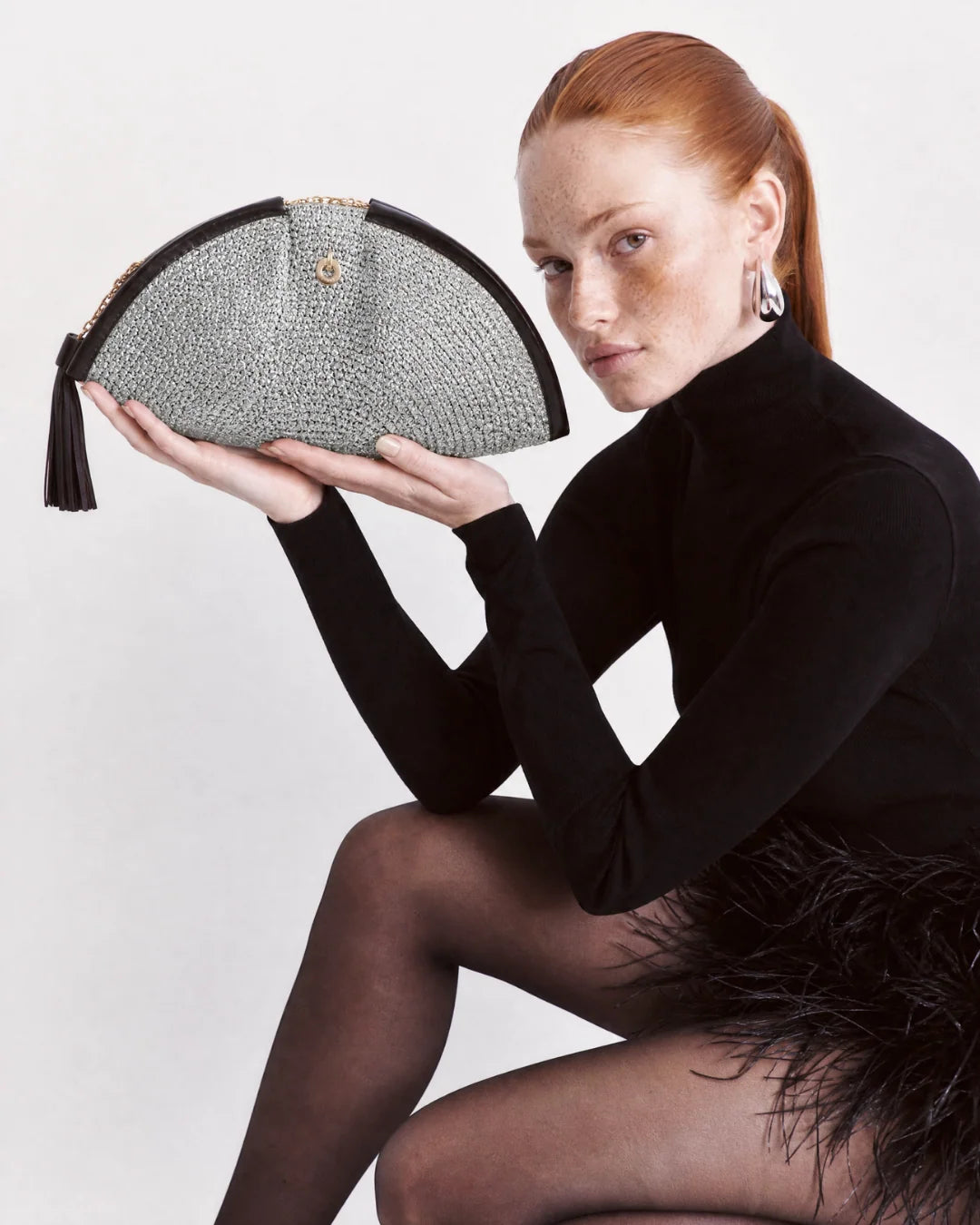 ALLBYB Adelie Perla clutch - Grey Melange