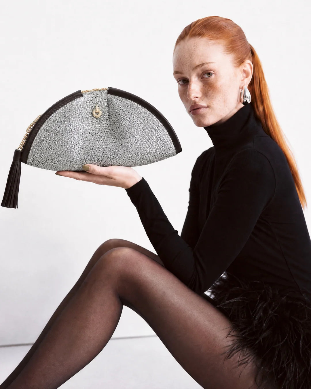 ALLBYB Adelie Perla clutch - Grey Melange