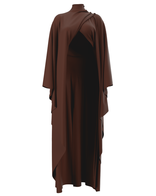 ANDREA IYAMAH Ovu Knit Cape - Coffee