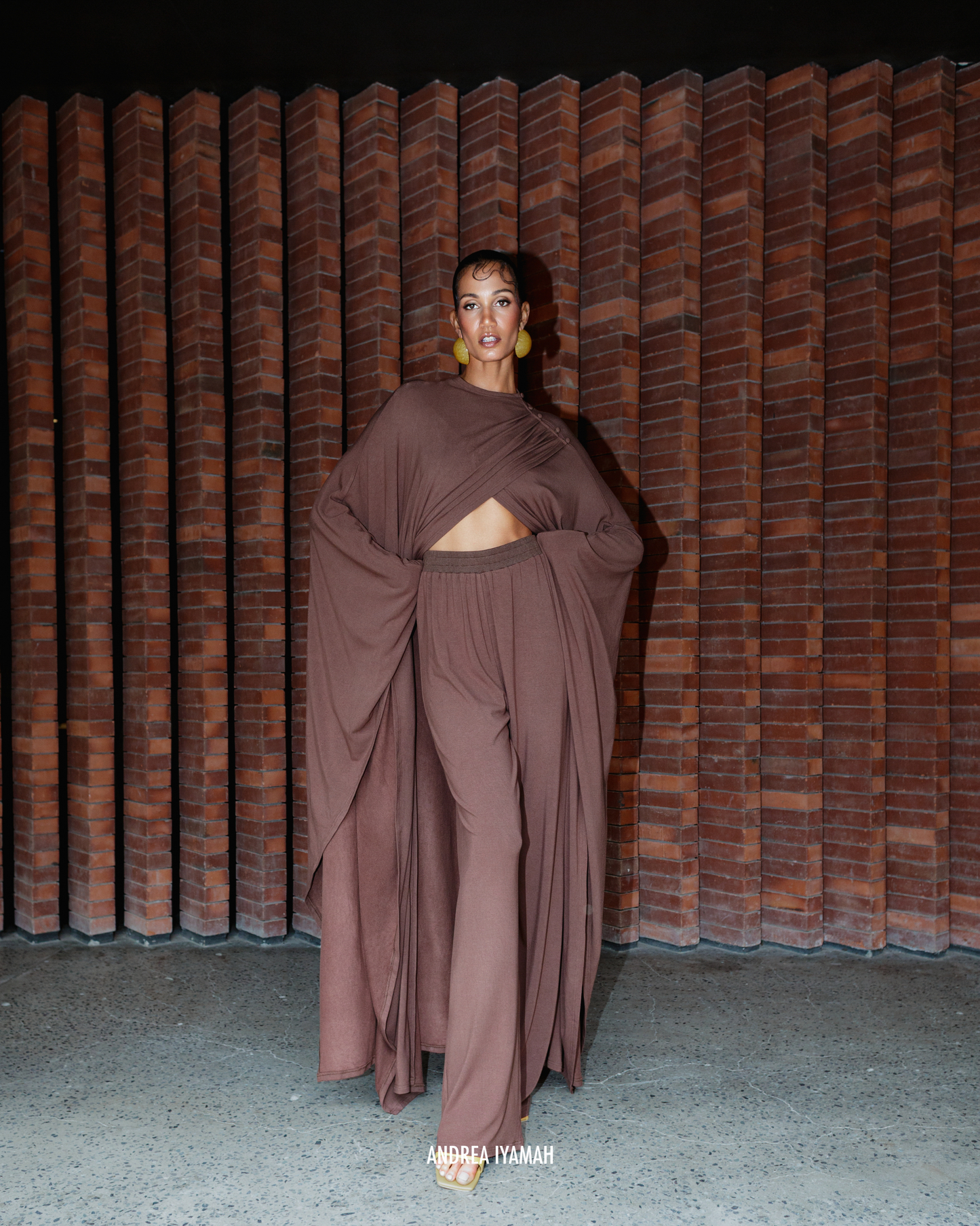 ANDREA IYAMAH Ovu Knit Cape - Coffee