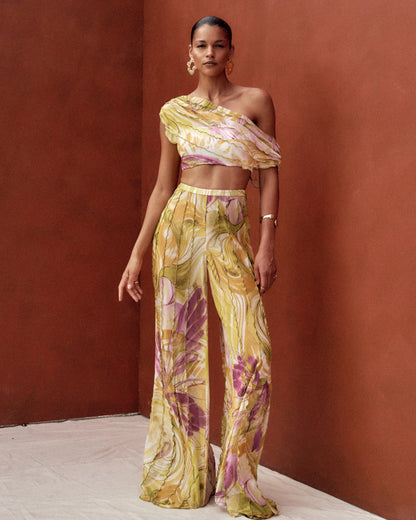 Colorful crop top in vibra print | ANDREA IYAMAH designer brand
