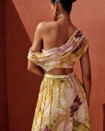 Colorful crop top in vibra print | ANDREA IYAMAH designer brand