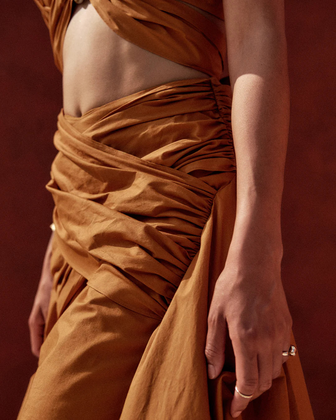 Gia Maxi Cotton Skirt in Orange | ANDREA IYAMAH designer brand