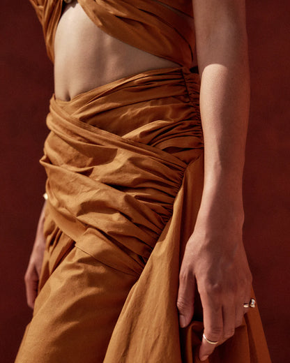 Gia Maxi Cotton Skirt in Orange | ANDREA IYAMAH designer brand