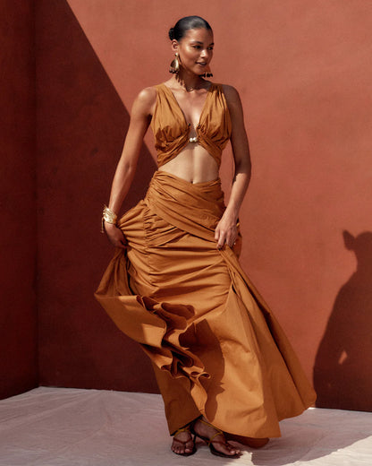 Gia Cotton Crop Top in Orange | ANDREA IYAMAH designer brand