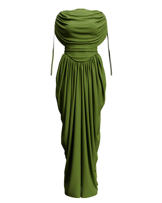 ANDREA IYAMAH Katu Mesh Dress - Olive