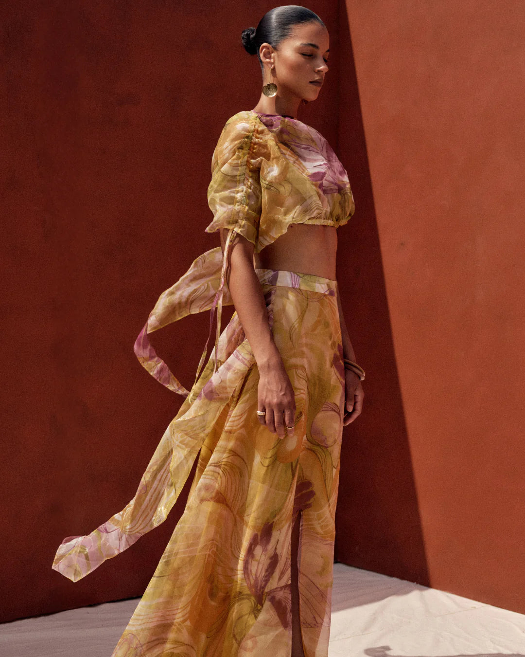 Floral patterned maxi skirt  in vibra print | ANDREA IYAMAH designer brand
