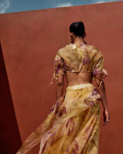 Floral patterned maxi skirt  in vibra print | ANDREA IYAMAH designer brand