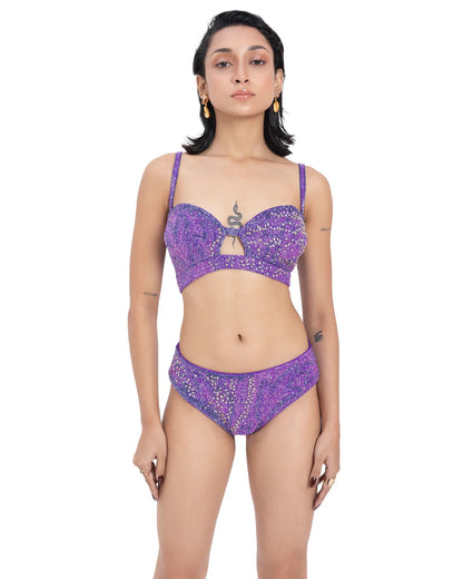 Designer beaded purple bikini set | CELESTRIA COUTURE 