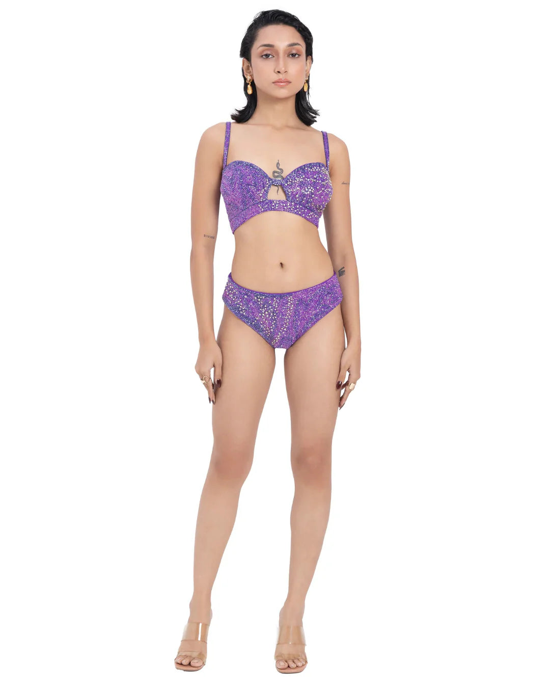 Designer beaded purple bikini set | CELESTRIA COUTURE 