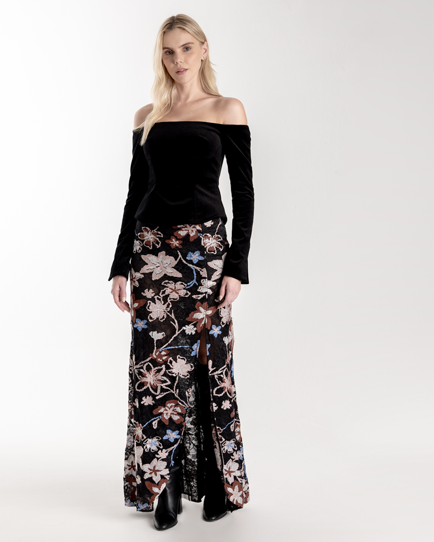 ESPECIA Farrah Skirt - Black with Flowers