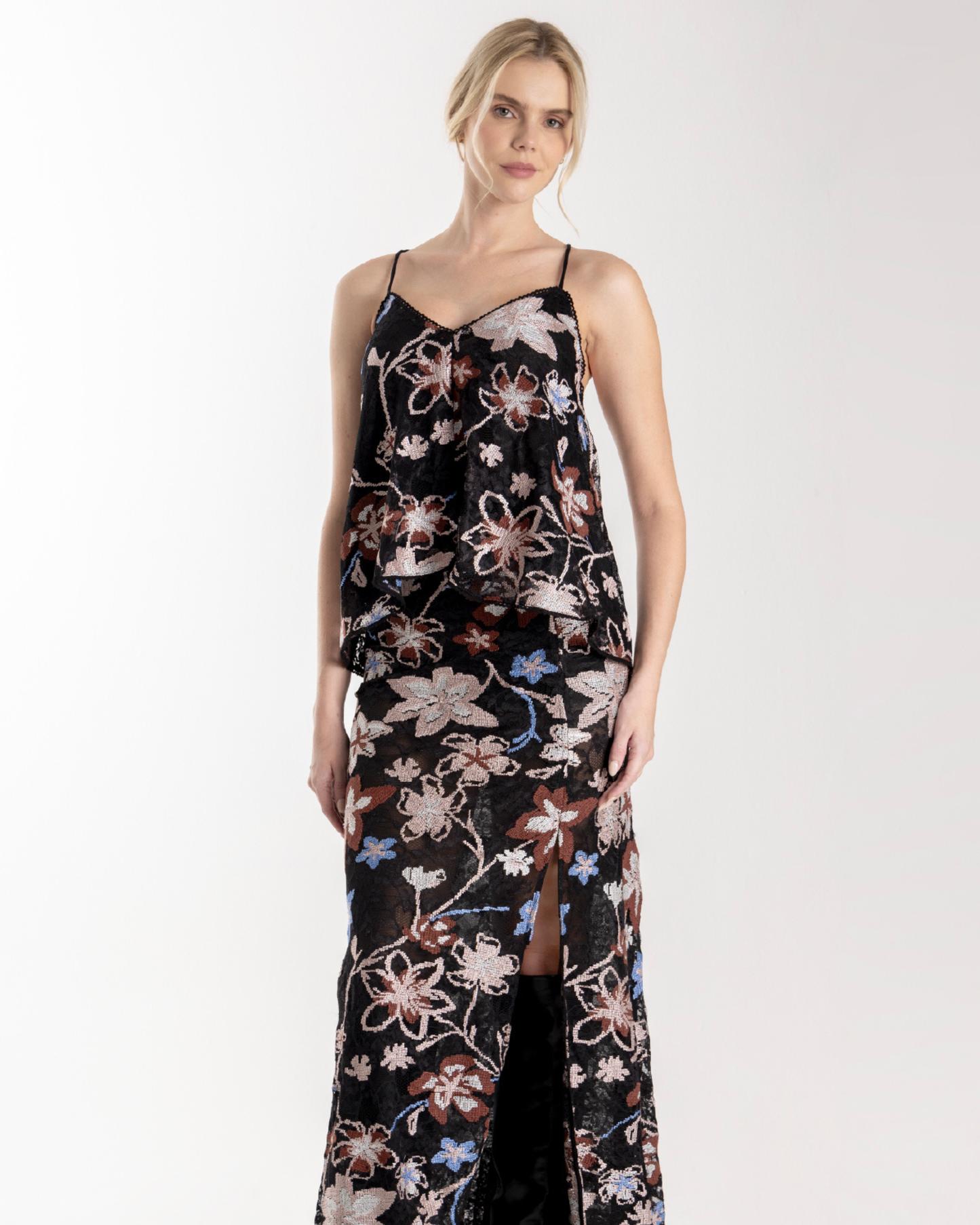 ESPECIA Jane Top - Black with Flowers
