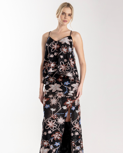 ESPECIA Jane Top - Black with Flowers