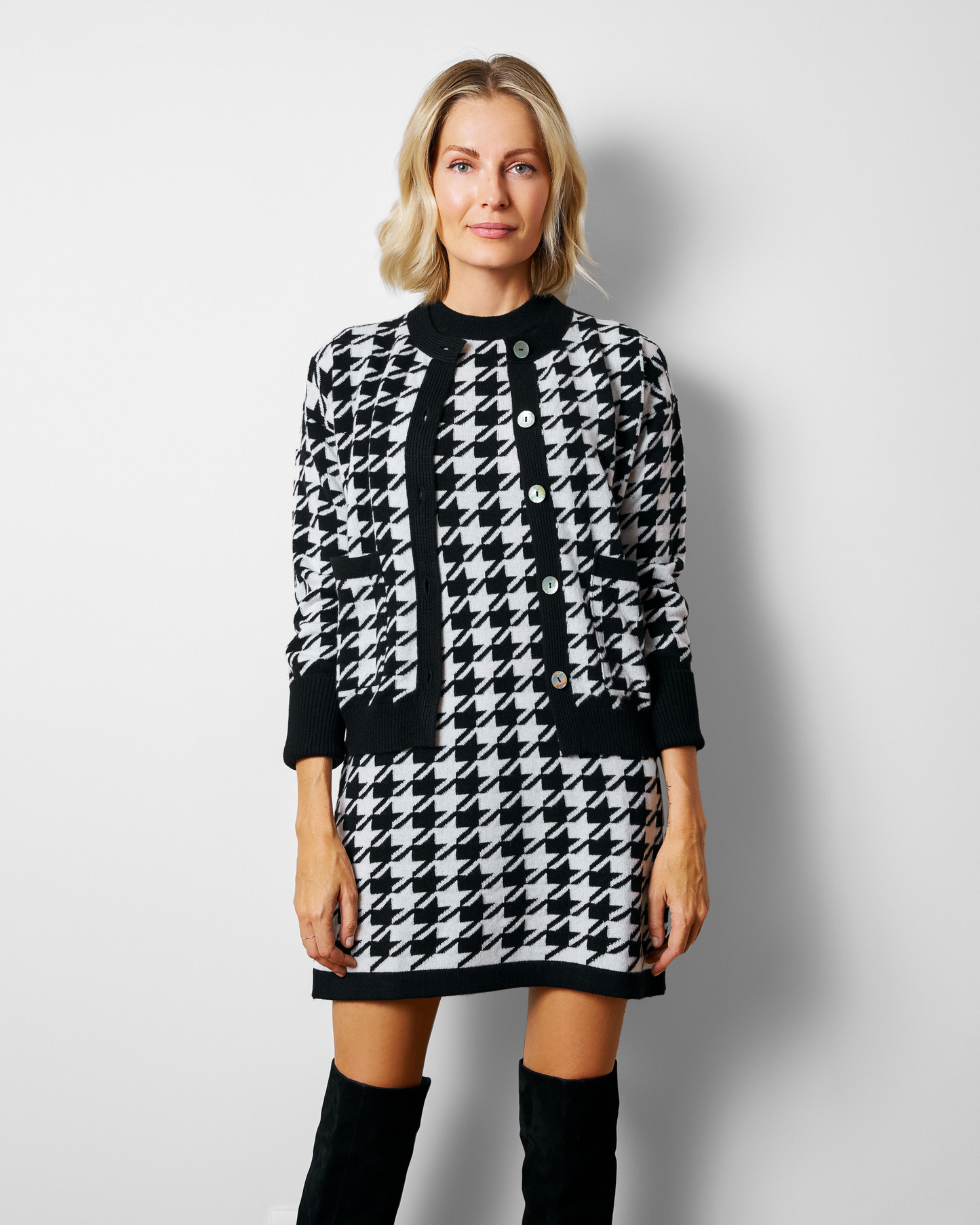 GIA BARDOT Leyla H Cardigan - Black/White