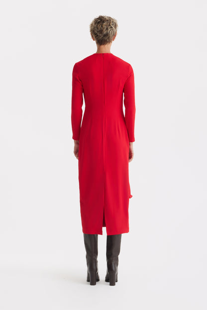 JULIA ALLERT Architectural Cape Sheath Dress - Red