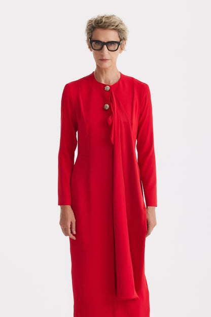 JULIA ALLERT Architectural Cape Sheath Dress - Red