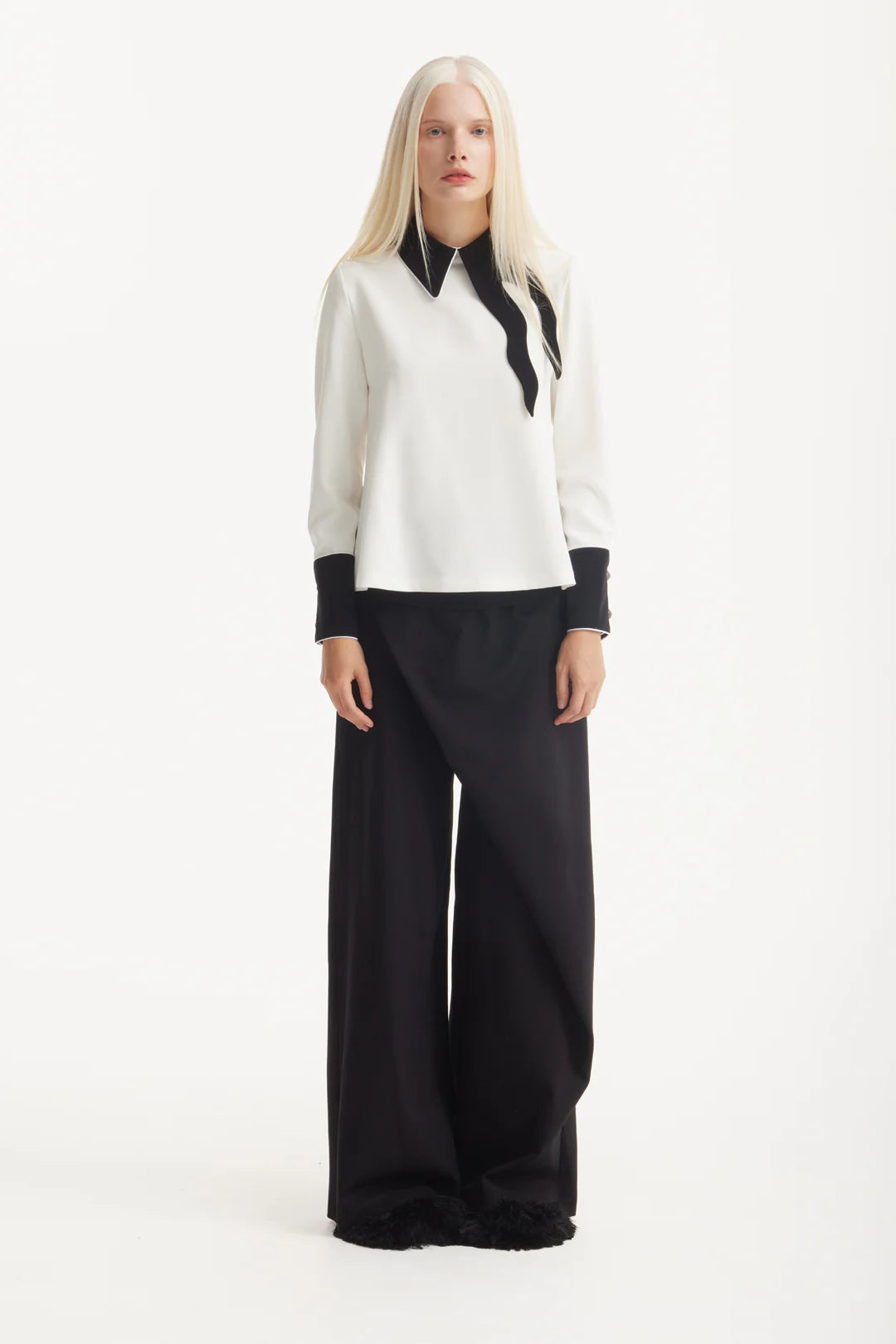 JULIA ALLERT Asymmetrical Collar Blouse - Ecru