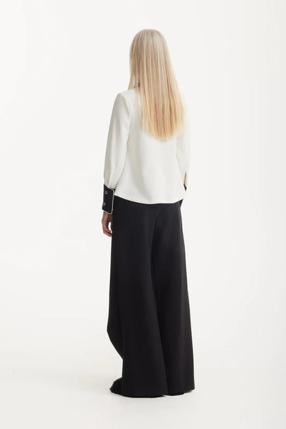 JULIA ALLERT Asymmetrical Collar Blouse - Ecru