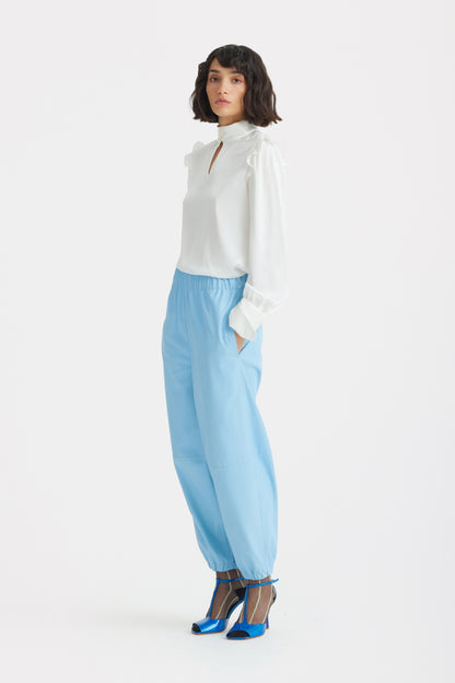 JULIA ALLERT Bishop Sleeves Stand Collar Blouse - Ivory