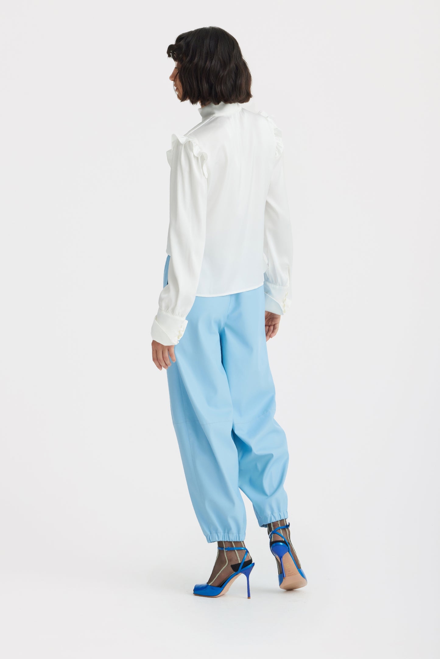 JULIA ALLERT Bishop Sleeves Stand Collar Blouse - Ivory