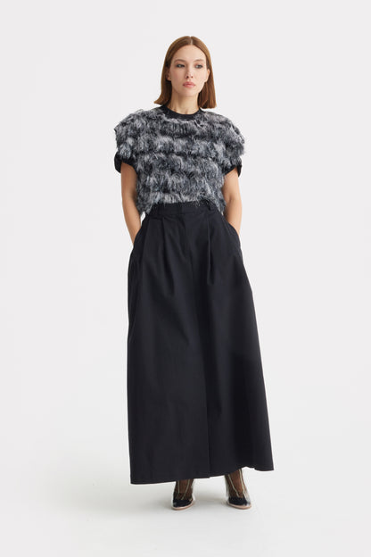 JULIA ALLERT Casual A-Line Maxi Skirt - Black