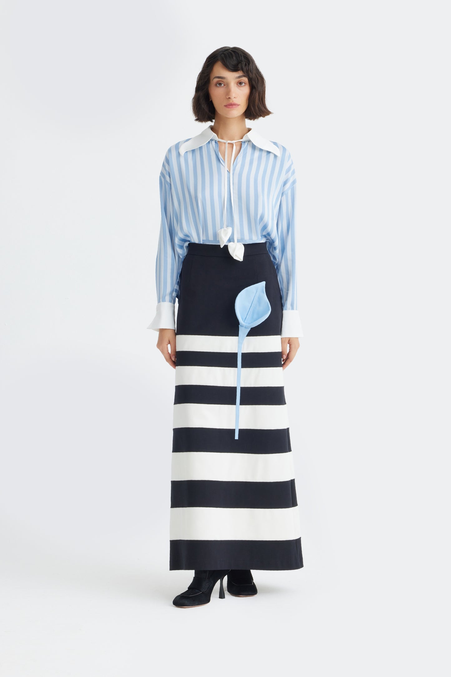JULIA ALLERT Contemporary Striped Skirt - Black/White