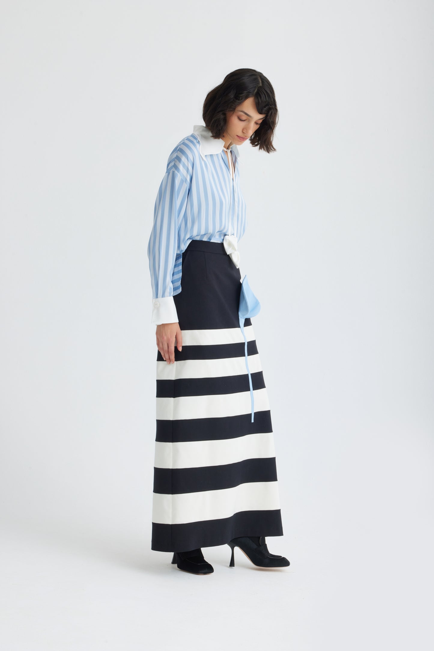 JULIA ALLERT Contemporary Striped Skirt - Black/White
