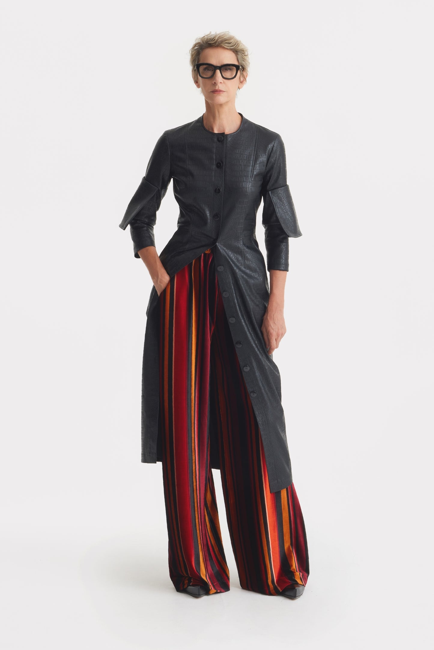 JULIA ALLERT Croc-Effect Vegan Leather Dress - Black