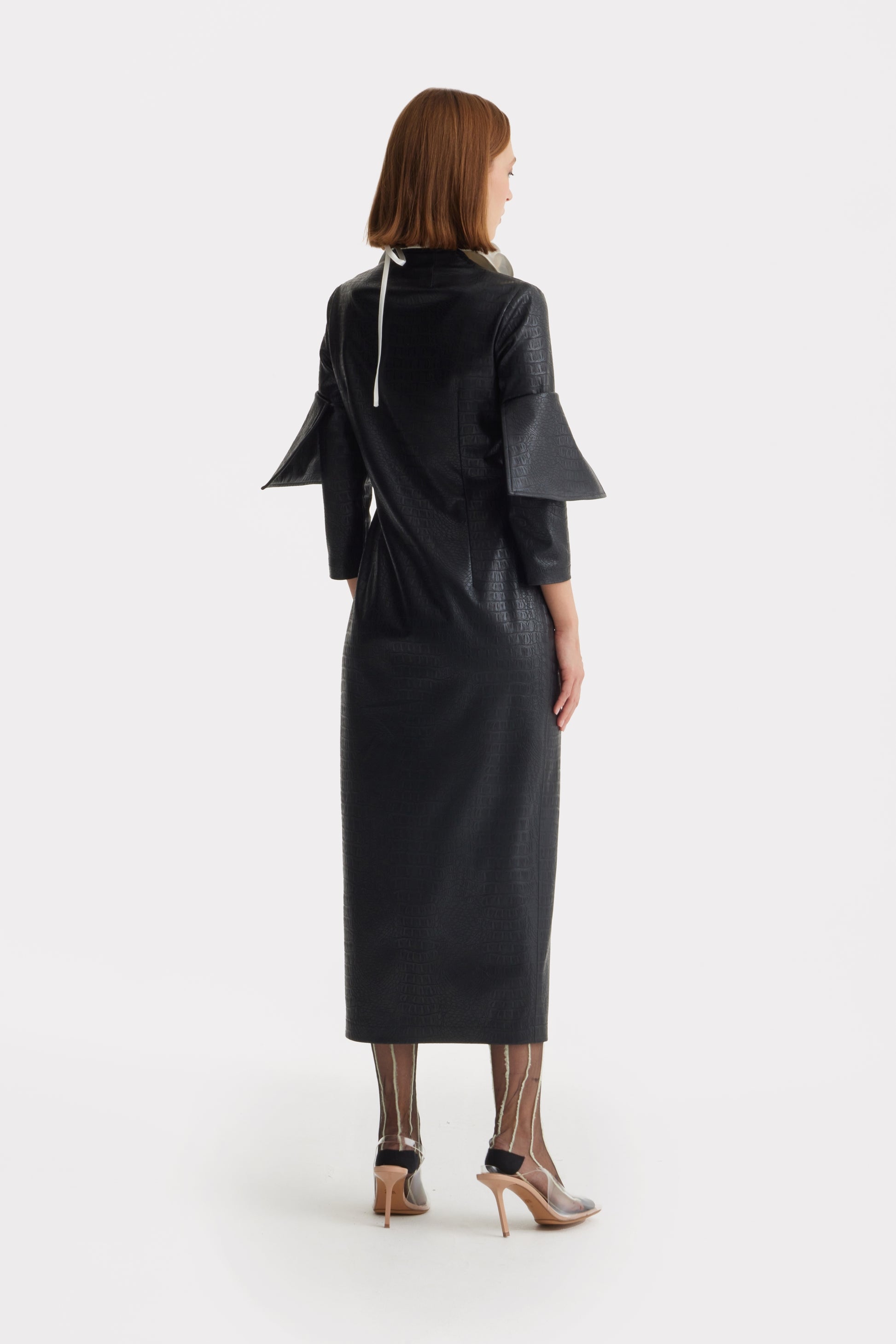 JULIA ALLERT Croc-Effect Vegan Leather Dress - Black BONVION JULIA ALLERT Croc-Effect Vegan Leather Dress - Black BONVION