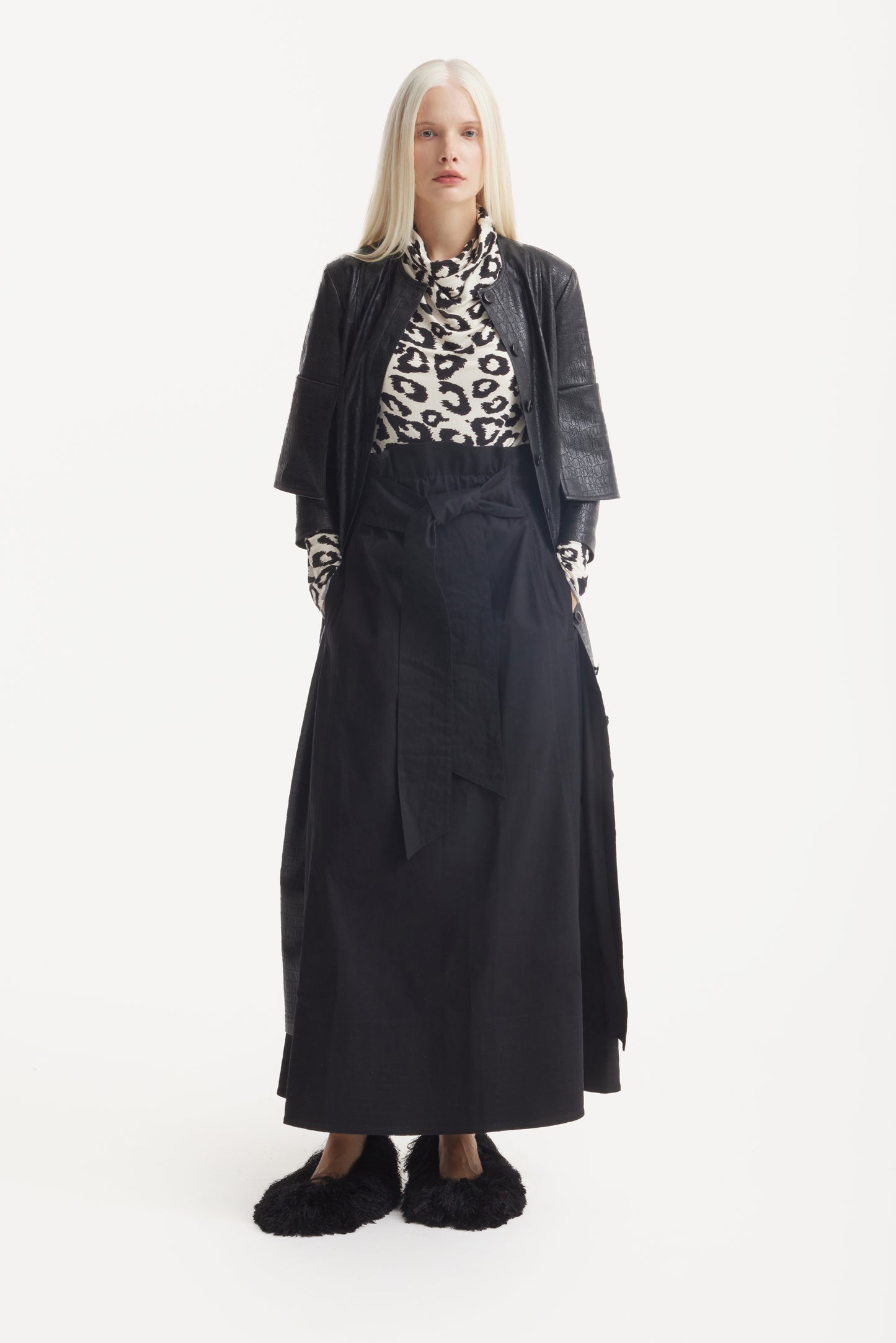 JULIA ALLERT Croc-Effect Vegan Leather Dress - Black