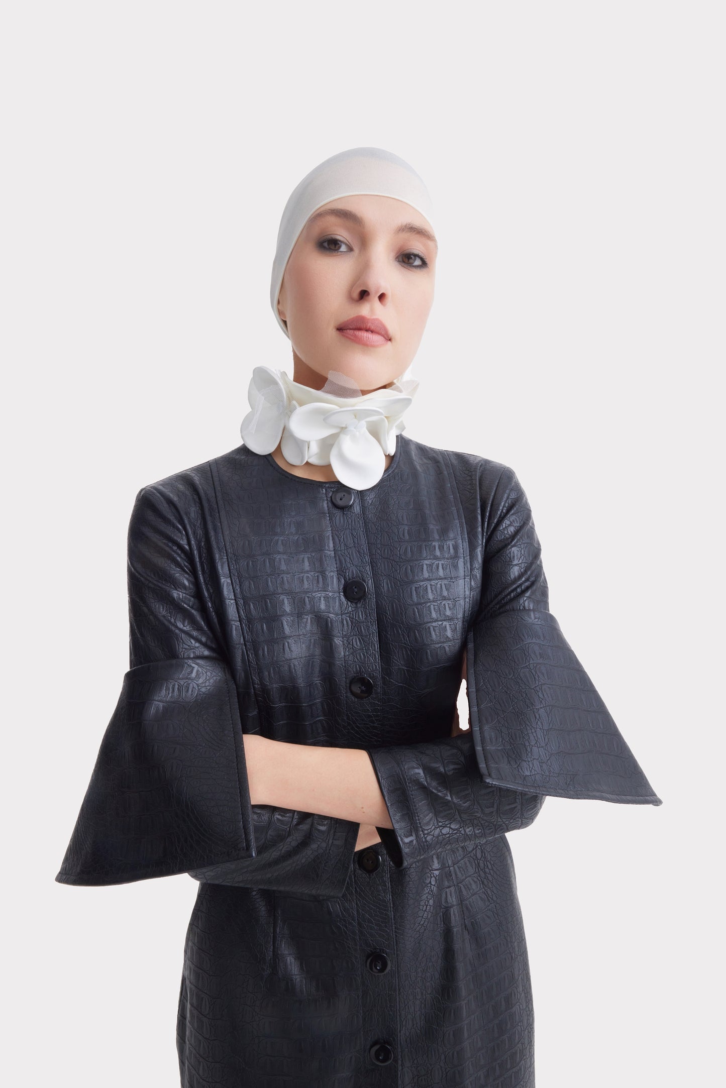 JULIA ALLERT Croc-Effect Vegan Leather Dress - Black