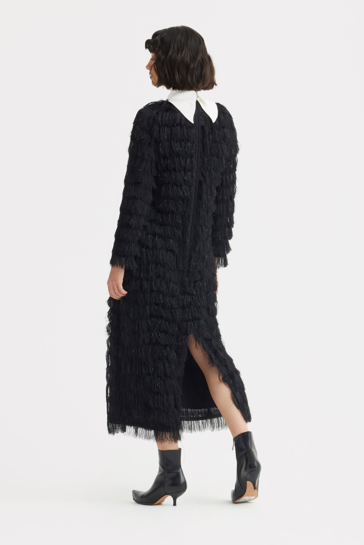JULIA ALLERT Evening Fringe Midi Dress - Black