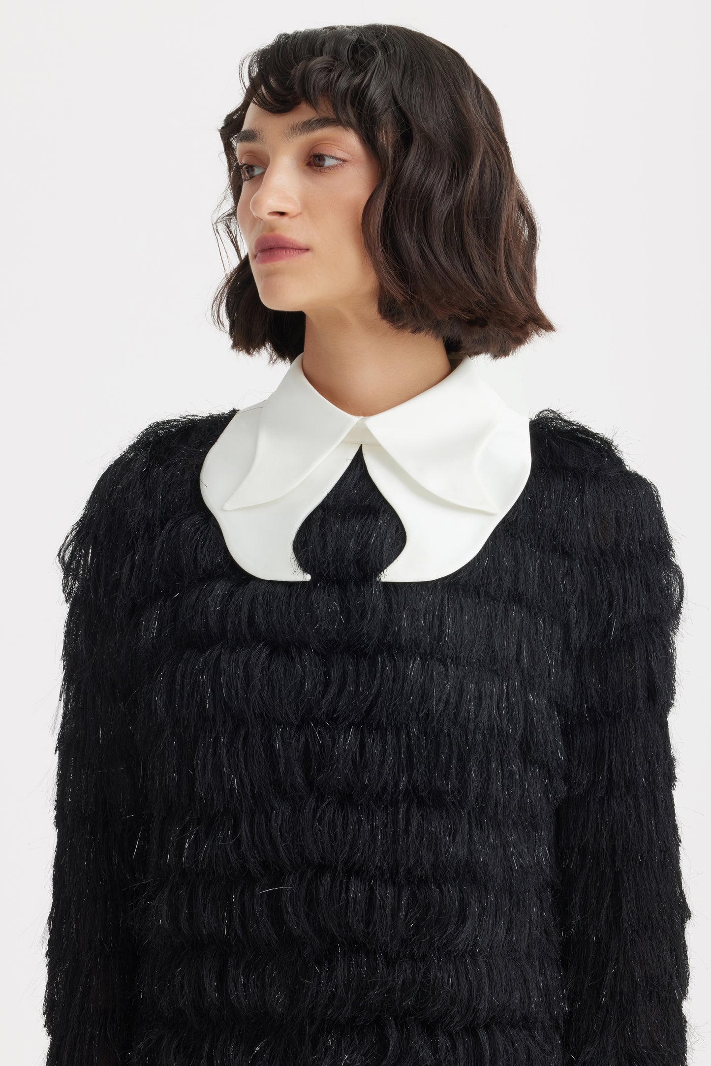 JULIA ALLERT Evening Fringe Midi Dress - Black