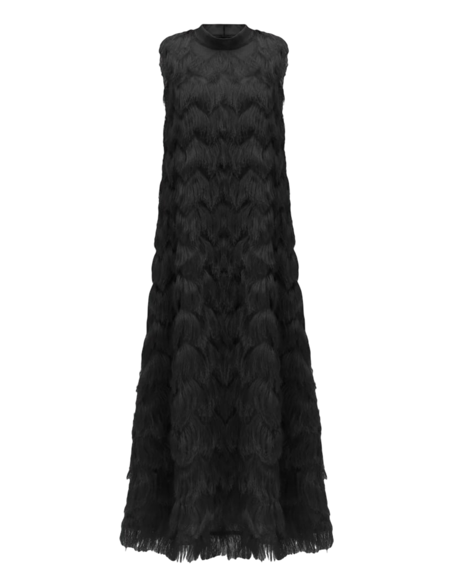 JULIA ALLERT Fringe A-Line Evening Gown - Black
