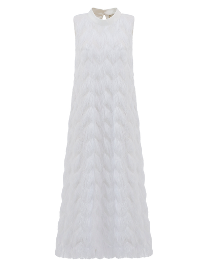 JULIA ALLERT Fringe A-Line Evening Gown - White