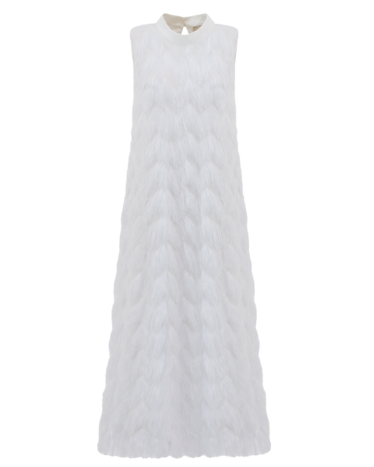 JULIA ALLERT Fringe A-Line Evening Gown - White