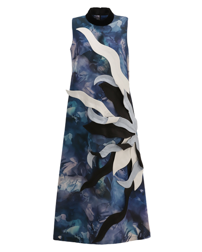 JULIA ALLERT High Neck Abstract Print Dress - Blue Print